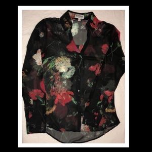 🏷Black Floral Long Sleeve EXPRESS Shirt🛍
